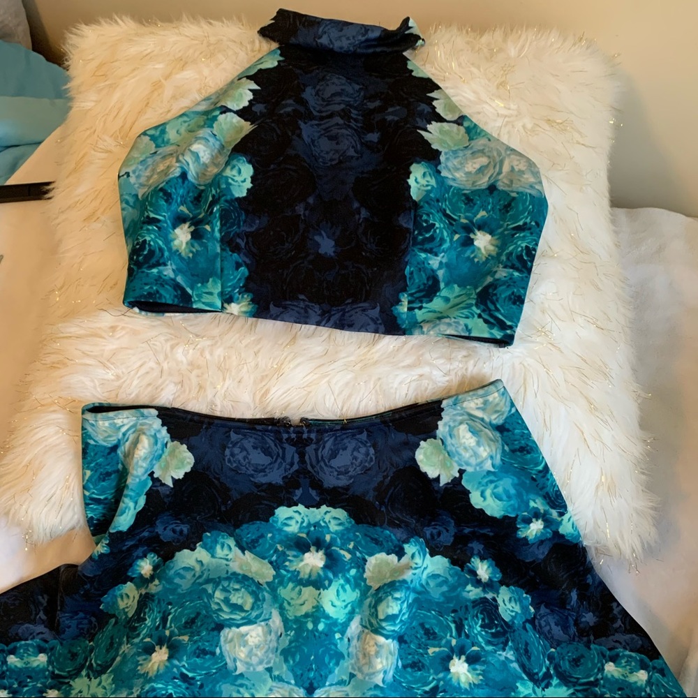 Two piece fit and flare floral set